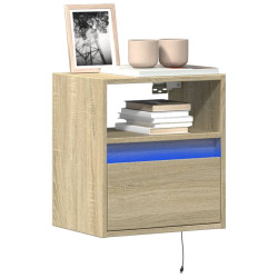 Ścienna szafka TV z LED, dąb sonoma, 41x31x45 cm