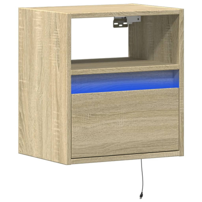 Ścienna szafka TV z LED, dąb sonoma, 41x31x45 cm