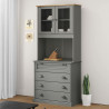 Kredens VIGO, szary, 80x40x176 cm, lite drewno sosnowe