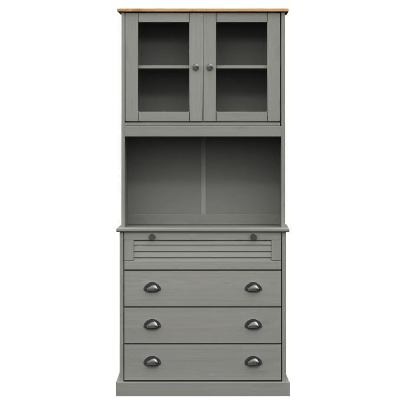 Kredens VIGO, szary, 80x40x176 cm, lite drewno sosnowe