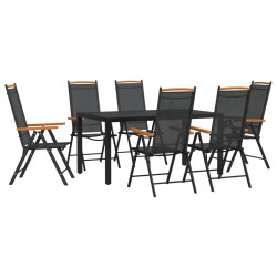 7-częściowy zestaw mebli ogrodowych, czarny, aluminium