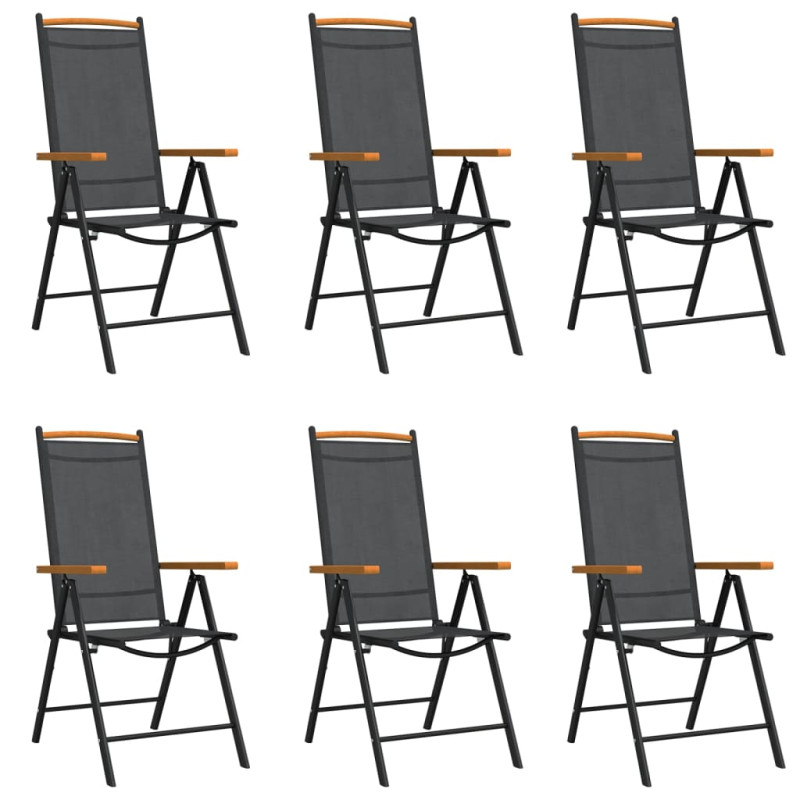 7-częściowy zestaw mebli ogrodowych, czarny, aluminium