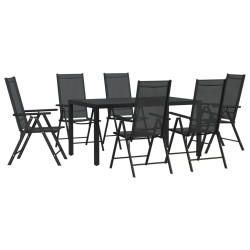 7-częściowy zestaw mebli ogrodowych, czarny, aluminium
