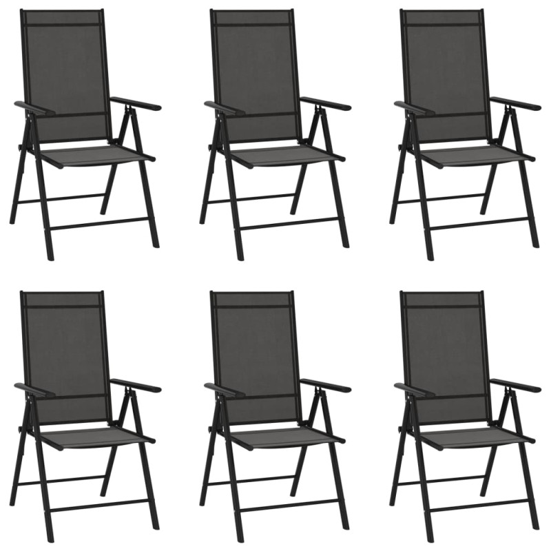 7-częściowy zestaw mebli ogrodowych, czarny, aluminium