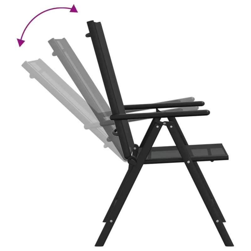 7-częściowy zestaw mebli ogrodowych, czarny, aluminium