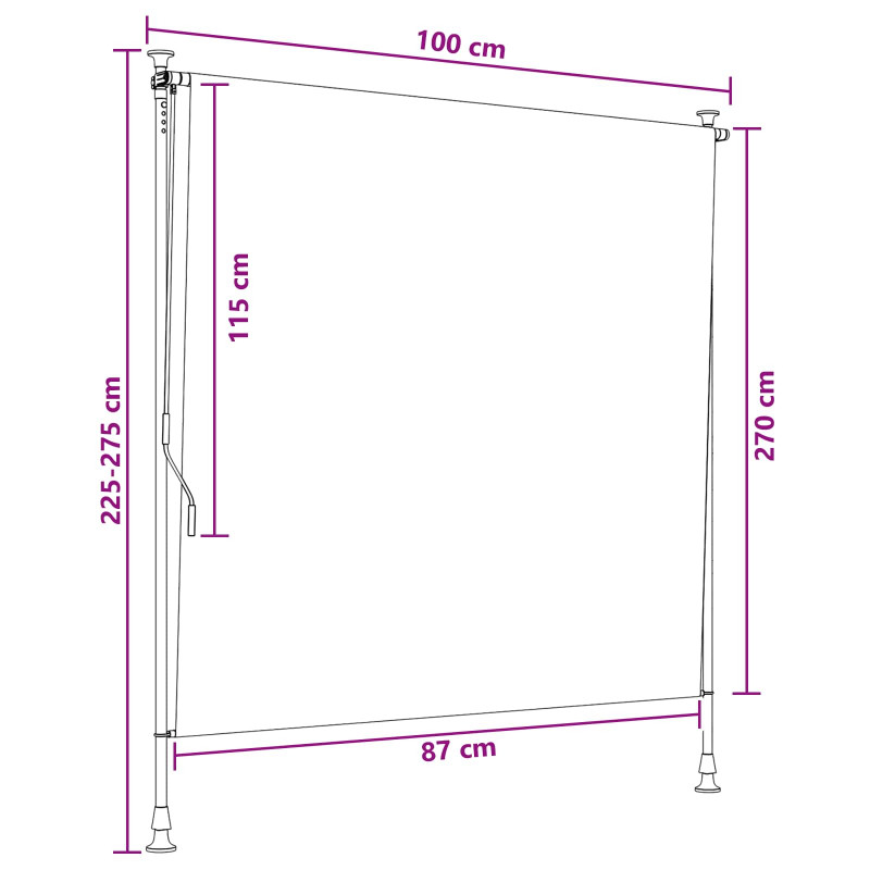 Zewnętrzna Roleta Rolkowa piaskowy 100 x 270 cm