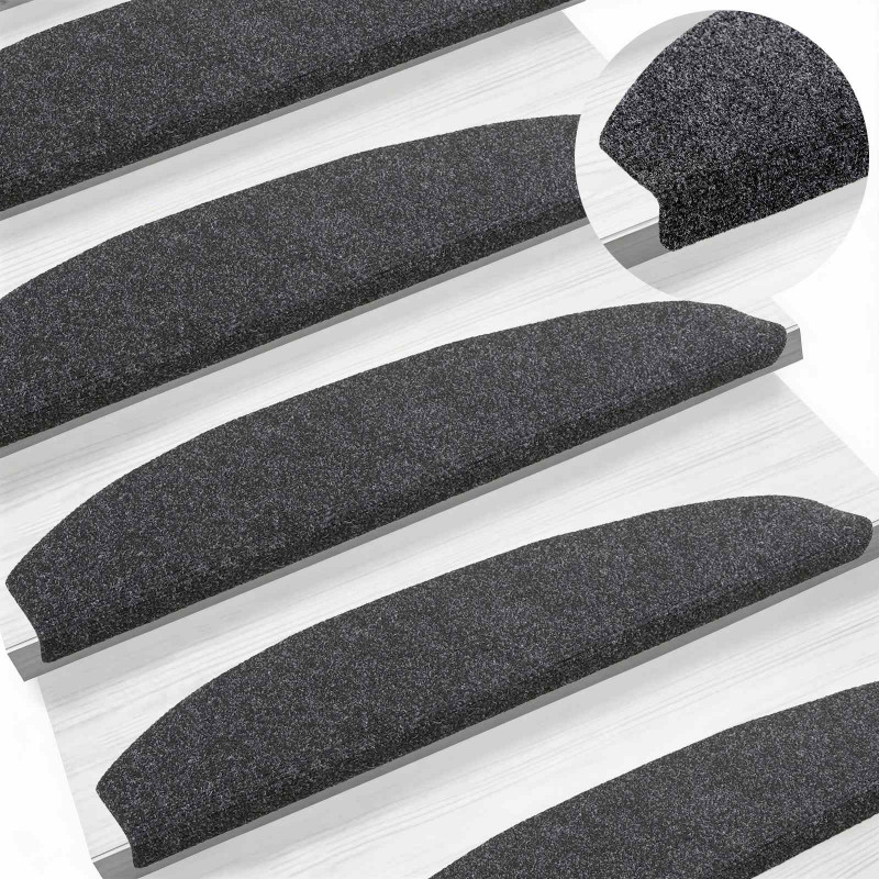 Samoprzylepne maty na schody Półokrąg 15 pcs ciemnoszary