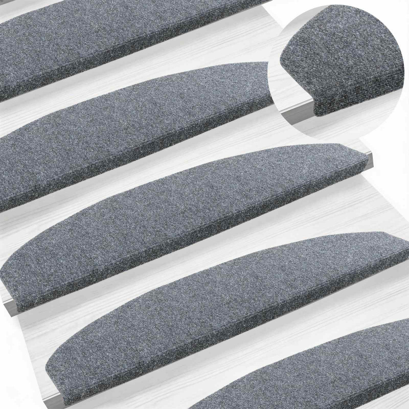 Samoprzylepne maty na schody Półokrąg 15 pcs jasnoszary