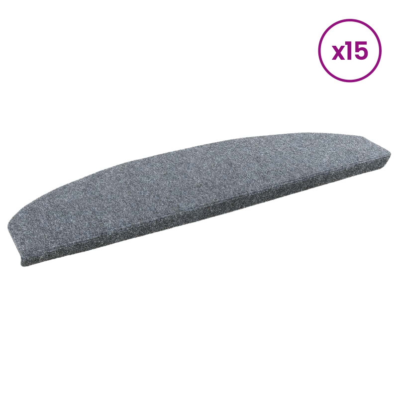 Samoprzylepne maty na schody Półokrąg 15 pcs jasnoszary