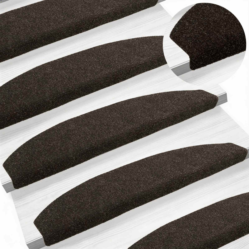 Samoprzylepne maty na schody Półokrąg 15 pcs Ciemny brąz