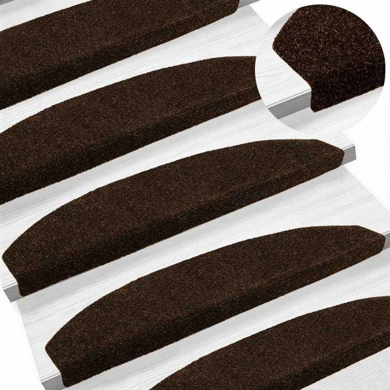 Samoprzylepne maty na schody 15 pcs brązowy 80 x 24,5 x 3,5 cm