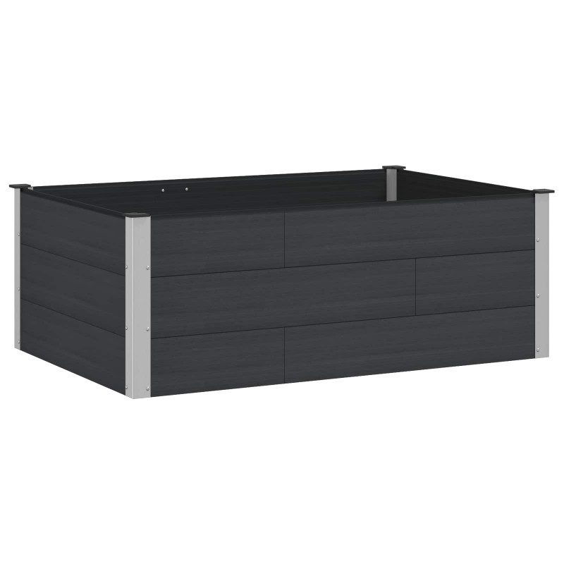 Podniesiona rabata ogrodowa Czarny 150 x 100 x 54 cm alu.