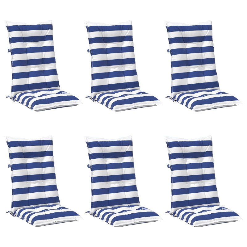 Poduszka na zewnątrz 6 pcs Niebieski i biały 120 x 50 x 7 cm