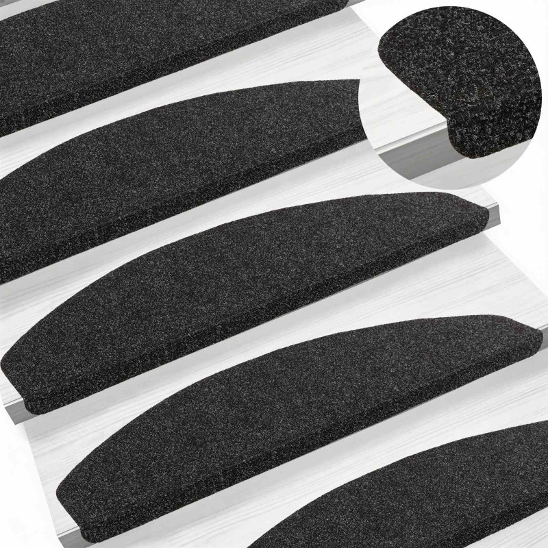 Samoprzylepne maty na schody 15 pcs Czarny 80 x 28 x 3,5 cm