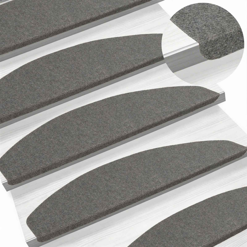 Samoprzylepne maty na schody 15 pcs Szary 80 x 28 x 3,5 cm