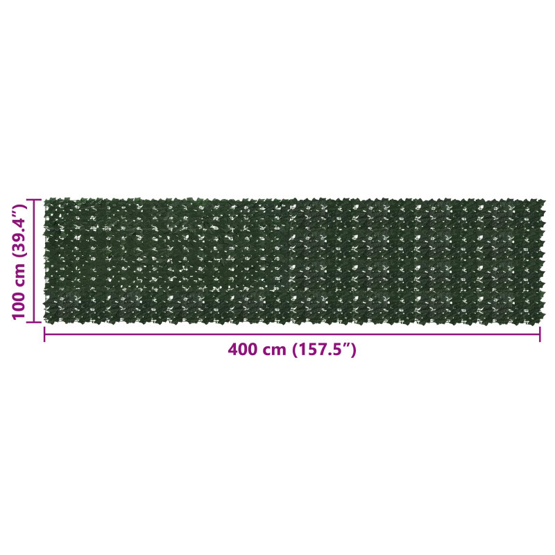 Parawan balkonowy z liśćmi Ciemnozielony 400 x 100 cm