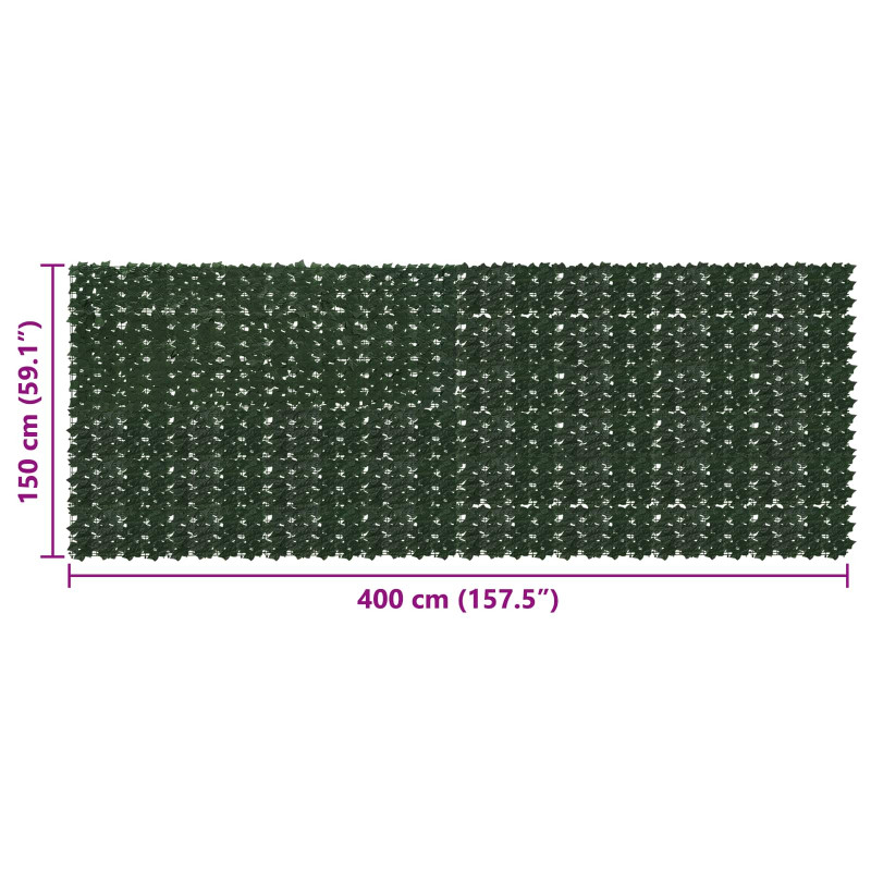 Parawan balkonowy z liśćmi Ciemnozielony 400 x 150 cm