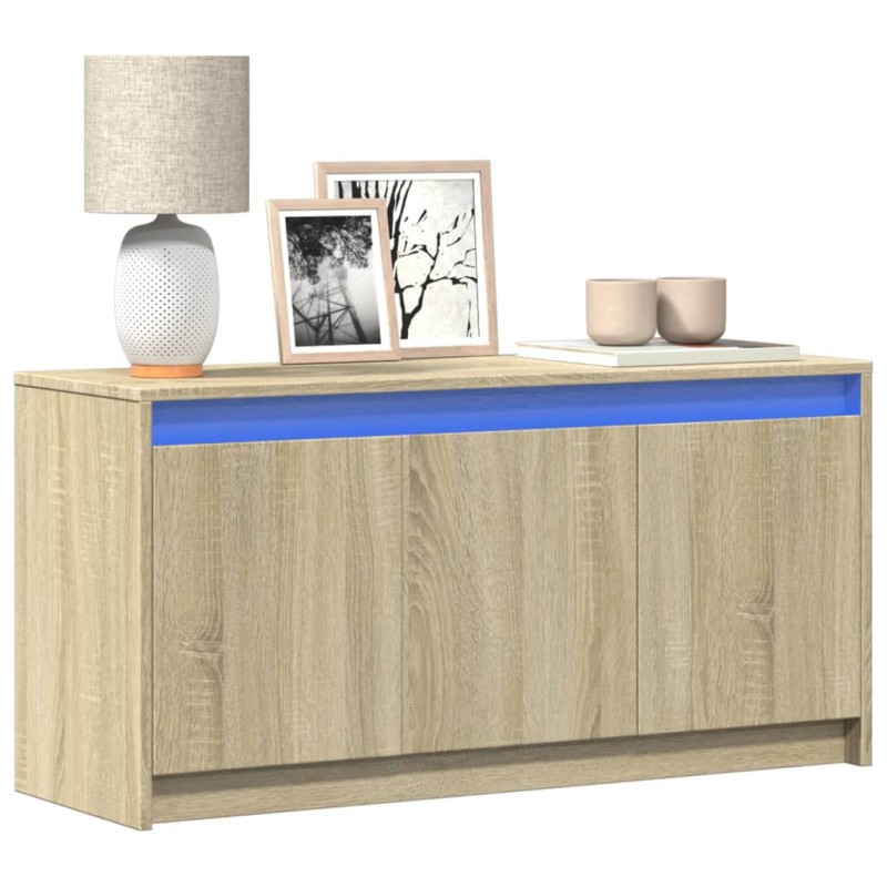 Szafka pod TV z LED, dąb sonoma, 100x34x50 cm