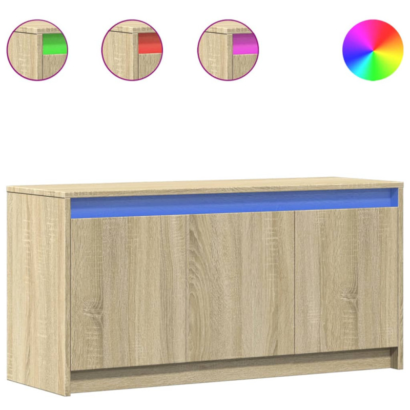 Szafka pod TV z LED, dąb sonoma, 100x34x50 cm