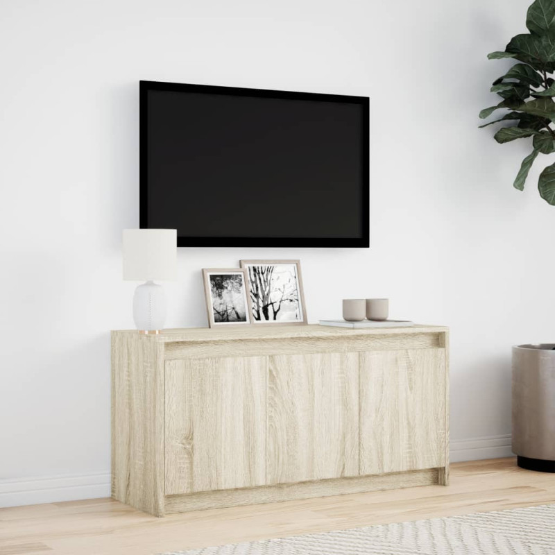 Szafka pod TV z LED, dąb sonoma, 100x34x50 cm