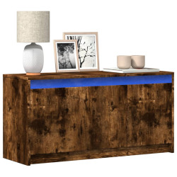 Szafka pod TV z LED, przydymiony dąb, 100x34x50 cm