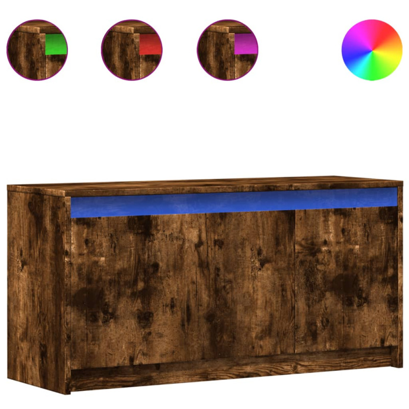 Szafka pod TV z LED, przydymiony dąb, 100x34x50 cm