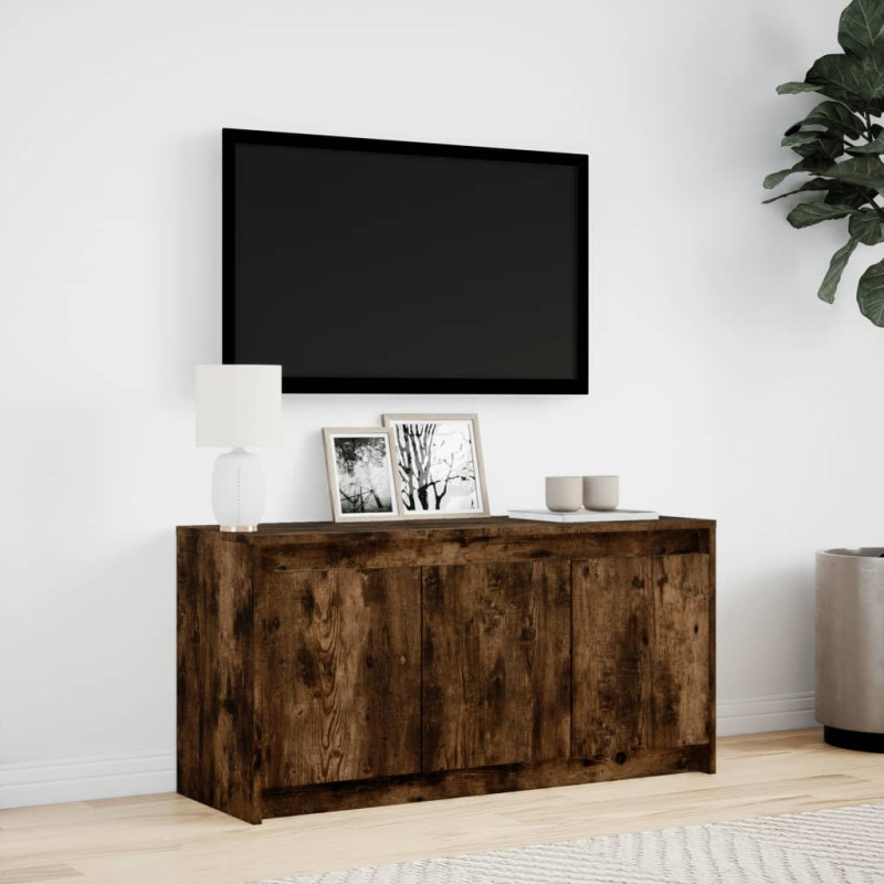 Szafka pod TV z LED, przydymiony dąb, 100x34x50 cm
