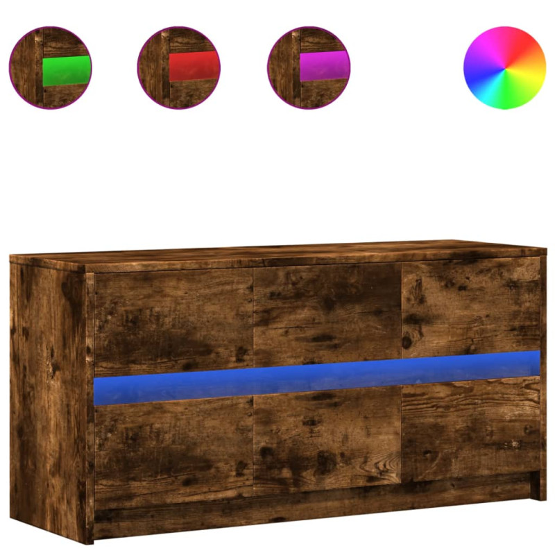 Szafka pod TV z LED, przydymiony dąb, 100x34x50 cm