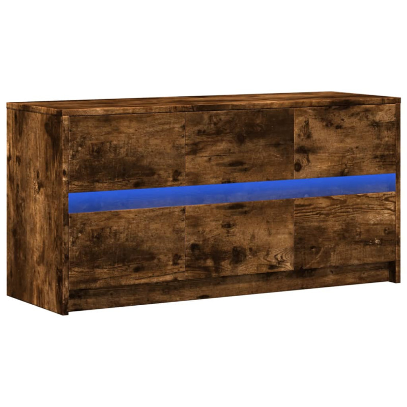 Szafka pod TV z LED, przydymiony dąb, 100x34x50 cm