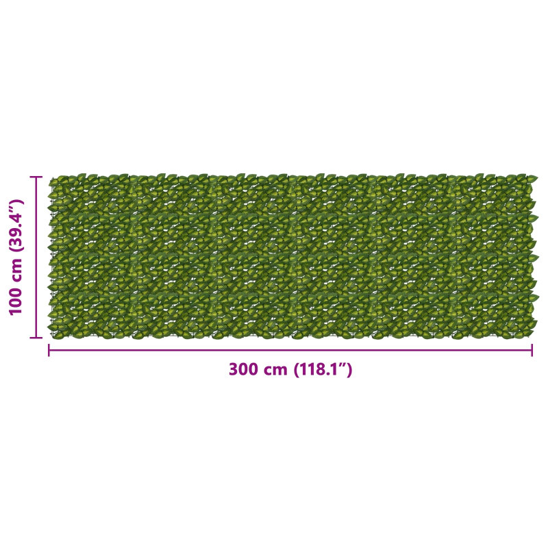Parawan balkonowy z liśćmi Zielony i Żółty 300 x 100 cm