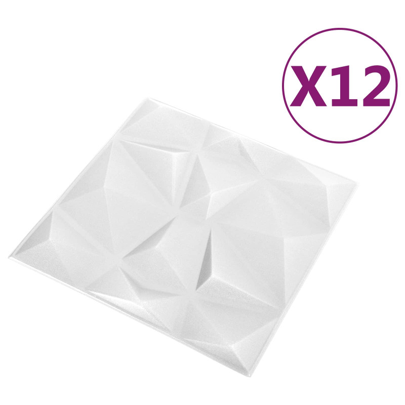 Panele ścienne 12 pcs Biały diamentowy 50 x 50 cm Pianka XPS