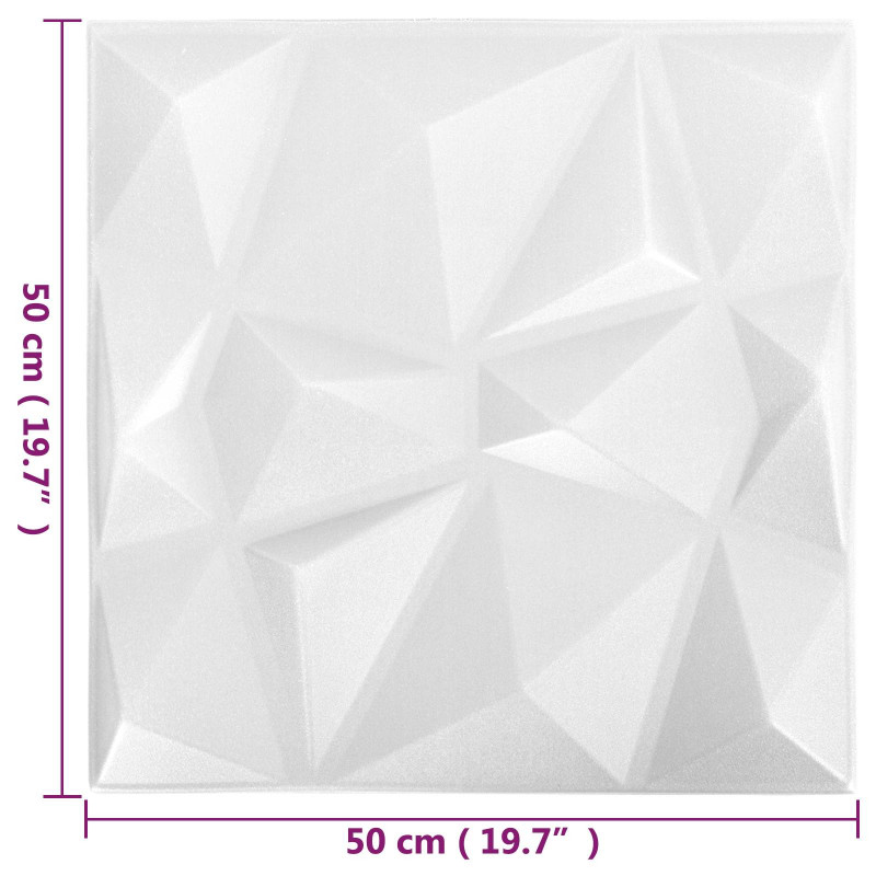 Panele ścienne 12 pcs Biały diamentowy 50 x 50 cm Pianka XPS
