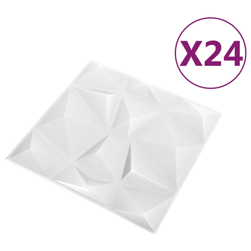 Panele ścienne 24 pcs Biały diamentowy 50 x 50 cm Pianka XPS
