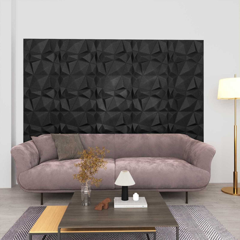 Panele ścienne 12 pcs Czarny diamentowy 50 x 50 cm Pianka XPS