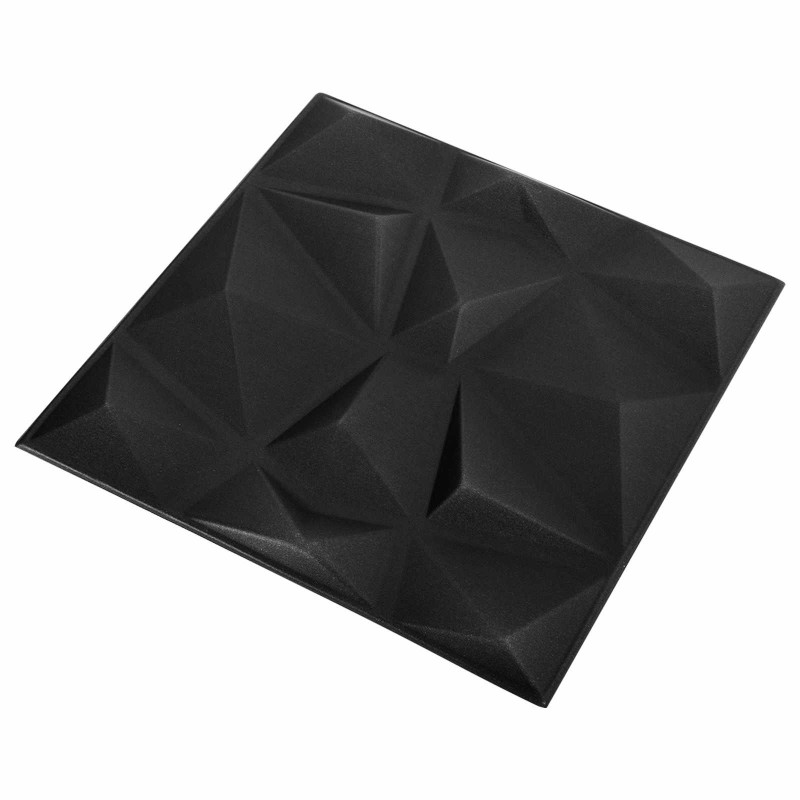 Panele ścienne 48 pcs Czarny diamentowy 50 x 50 cm Pianka XPS