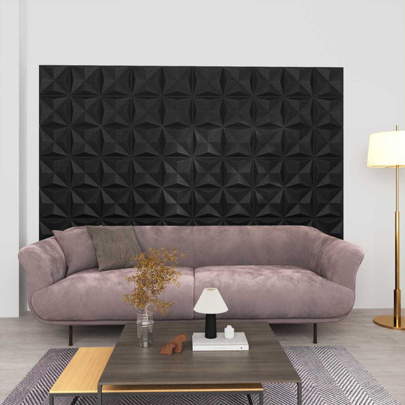 Panele ścienne 48 pcs Origami czarne 50 x 50 cm Pianka XPS