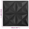 Panele ścienne 48 pcs Origami czarne 50 x 50 cm Pianka XPS