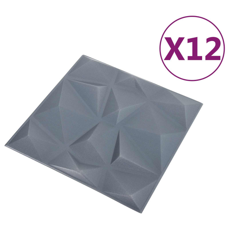 Panele ścienne 12 pcs Szary diamentowy 50 x 50 cm Pianka XPS
