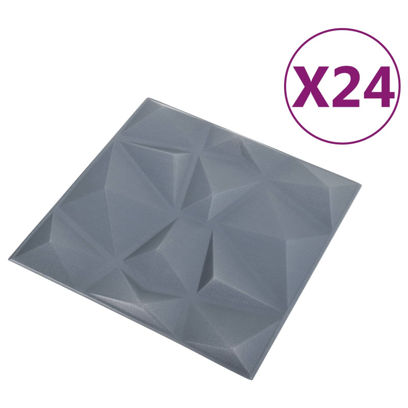 Panele ścienne 24 pcs Szary diamentowy 50 x 50 cm Pianka XPS