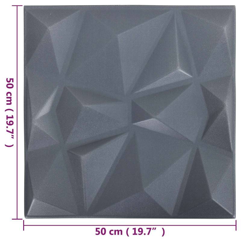 Panele ścienne 24 pcs Szary diamentowy 50 x 50 cm Pianka XPS