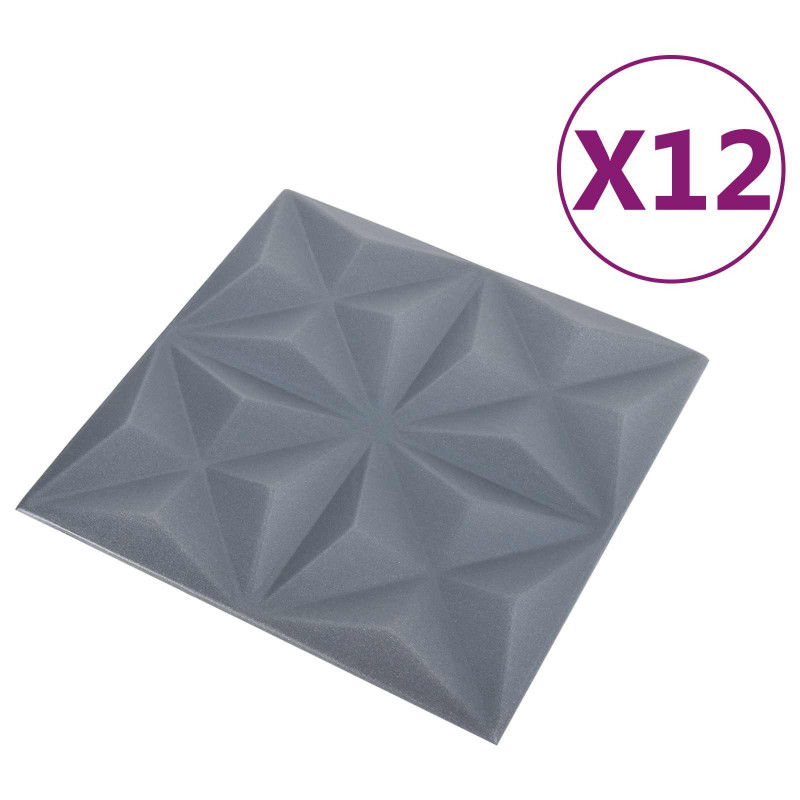 Panele ścienne 12 pcs Origami szare 50 x 50 cm Pianka XPS