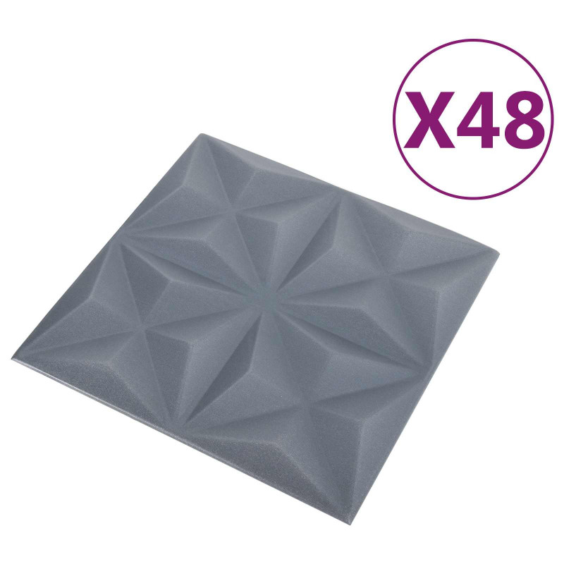 Panele ścienne 48 pcs Origami szare 50 x 50 cm Pianka XPS