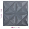 Panele ścienne 48 pcs Origami szare 50 x 50 cm Pianka XPS