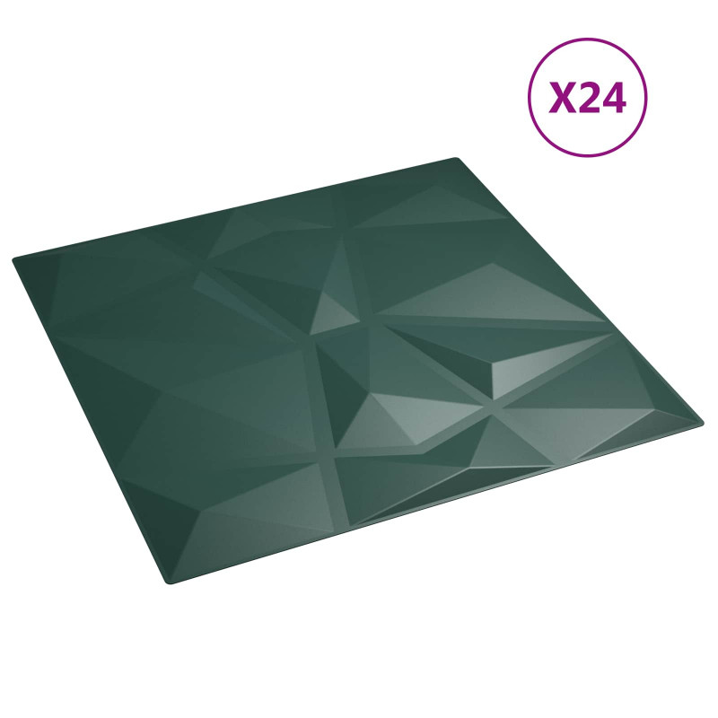 Panele ścienne 24 pcs zielony 50 x 50 cm Pianka XPS