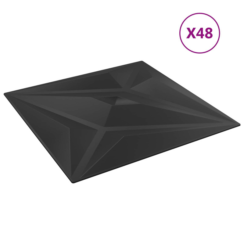 Panele ścienne 48 pcs Czarna gwiazda 50 x 50 cm Pianka XPS