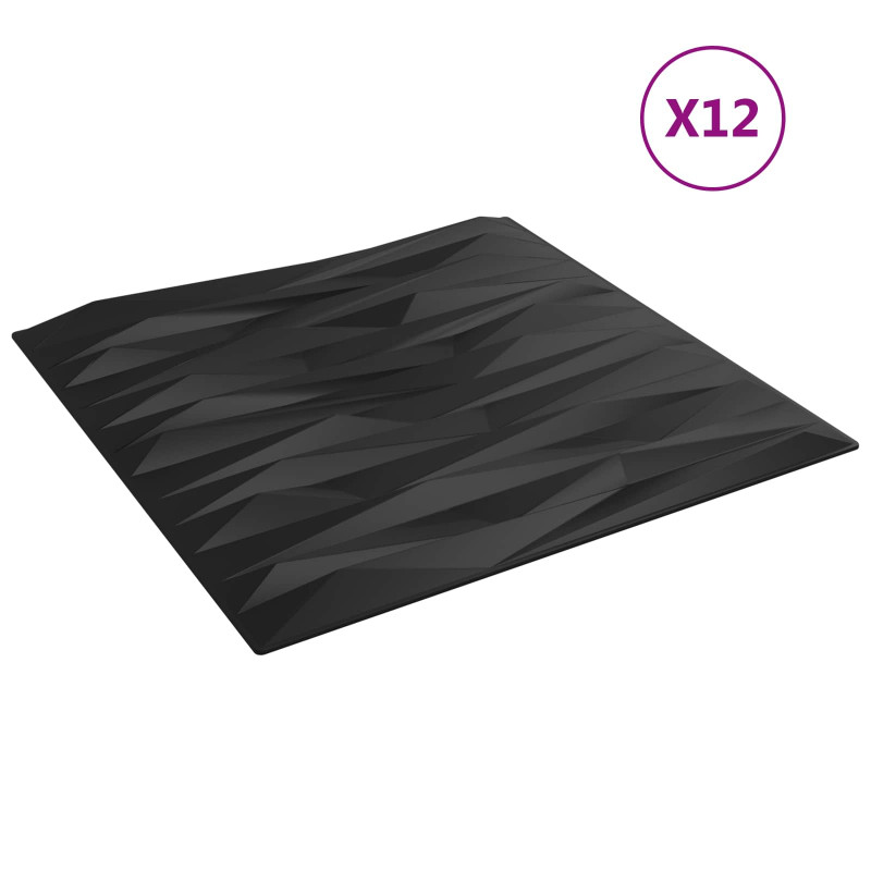 Panele ścienne 12 pcs Czarny kamień 50 x 50 cm Pianka XPS
