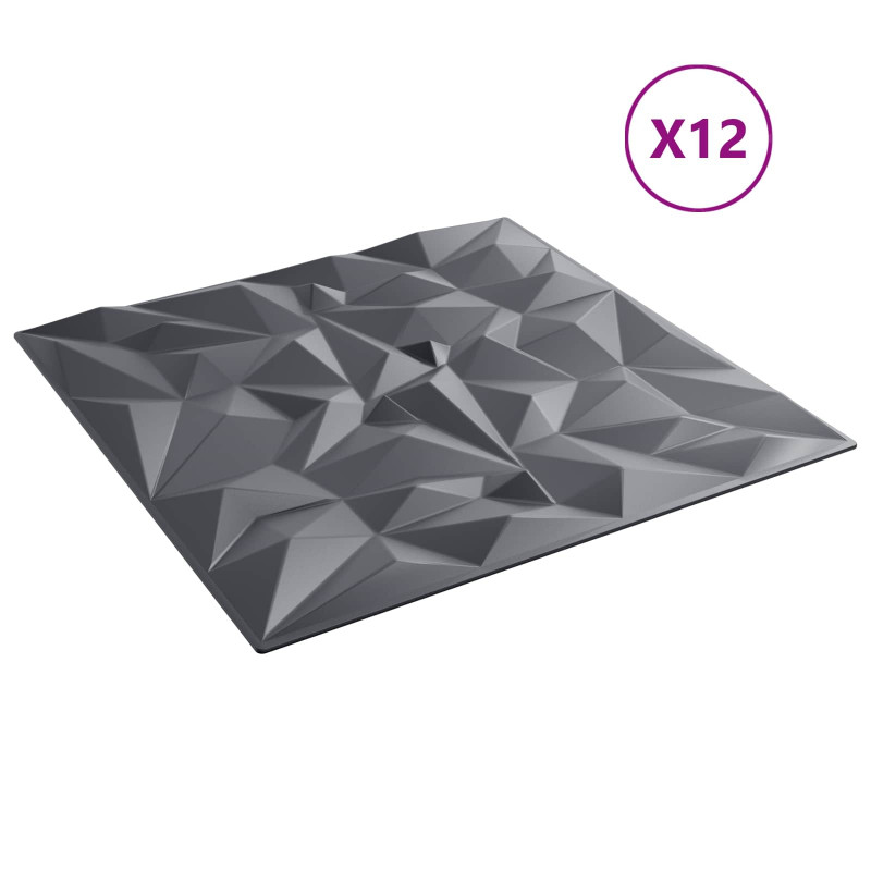 Panele ścienne 12 pcs Ametyst szary 50 x 50 cm Pianka XPS