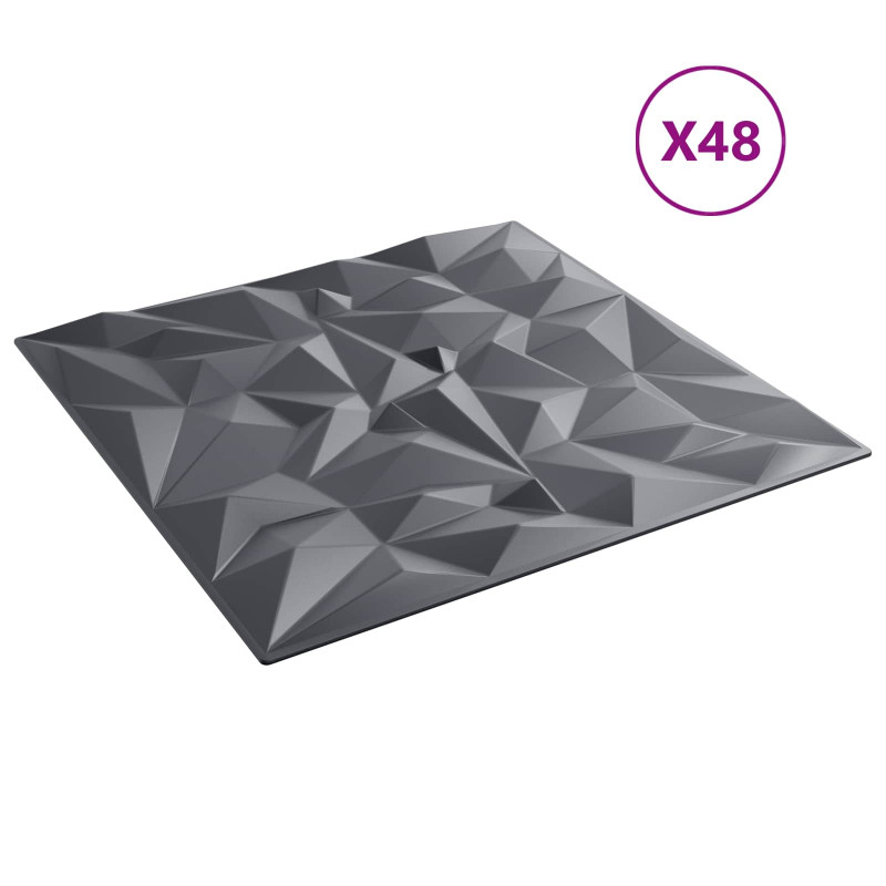 Panele ścienne 48 pcs Ametyst szary 50 x 50 cm Pianka XPS