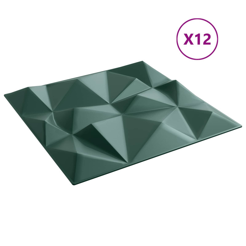Panele ścienne 12 pcs Zielony diamentowy 50 x 50 cm Pianka XPS