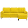 3-osobowa sofa z podnóżkiem, żółta, 180 cm, aksamit